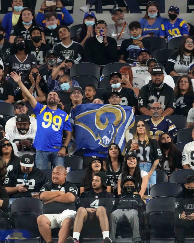 Raiders Rams Fans at SOFI